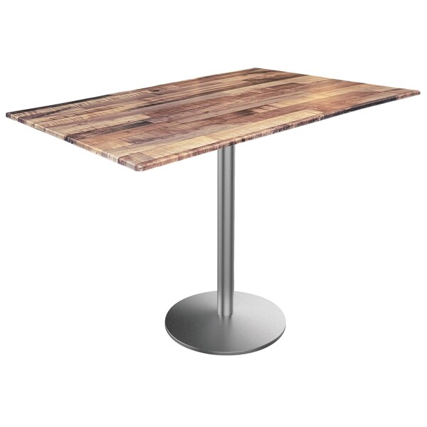 42 Tall OD214 St Steel Table Base w22 Diameter foot and 32x48 Rustic Top, IndoorOutdoor